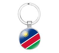 Magnifique Pendentif Porte-Clés Drapeau De La Namibie - Charme Chic En Verre, Bijoux, Ornements De Portefeuille De Voiture, Tendance De La Mode, Badge De Drapeau De Pays, Accessoires De Décoration