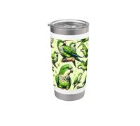 Magnifique perroquet esthétique vert à motif quaker Gobelet isotherme en acier inoxydable double paroi