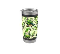 Magnifique perroquet esthétique vert à motif quaker Gobelet isotherme en acier inoxydable double paroi