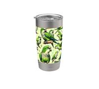 Magnifique perroquet esthétique vert à motif quaker Gobelet isotherme en acier inoxydable double paroi