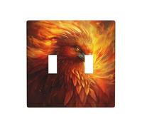 Magnifique Phoenix de feu double interrupteur à bascule plaque murale décoration taille standard - 11,4 x 11,4 cm