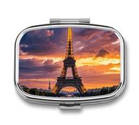 Magnifique pilulier à 2 compartiments en forme de Tour Eiffel pour poche ou sac à main en métal