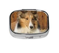 Magnifique pilulier à 2 compartiments pour chien Sheltie, organiseur portable