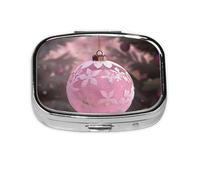 Magnifique pilulier carré imprimé boule de Noël avec 2 compartiments, mini pilulier portable pour médicaments, vitamines, huile de poisson, compléments