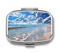 Magnifique pilulier de plage en forme de nuage à 2 compartiments - Pilulier portable - Pilulier carré pour poche de voyage pour sac à main