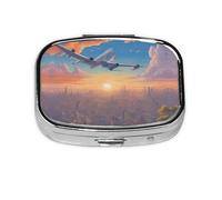 Magnifique pilulier de voyage en avion. Pilulier à 2 compartiments, mini pilulier portable, boîte de rangement pour médicaments vitaminés