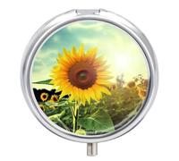 Magnifique pilulier de voyage en forme de tournesol étanche et portable en métal résistant à l'humidité avec 3 compartiments