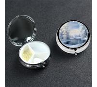 Magnifique pilulier d'hiver rond portable à 3 compartiments pour poche ou sac à main, pilulier hebdomadaire, organiseur décoratif en métal pour médicaments, vitamines, cadeau de voyage