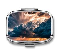 Magnifique pilulier en forme de nuage de pluie - 2 compartiments - Organiseur portable pour poche ou sac à main - Organiseur décoratif en métal pour médicaments et vitamines