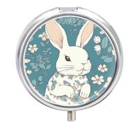 Magnifique pilulier en forme de petit lapin à 3 compartiments, organiseur de médicaments de voyage portable 3 x par jour, organiseur de vitamines avec miroir, petit pilulier pour sac à main et poche