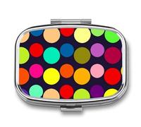 Magnifique pilulier portable à 2 compartiments à pois - Pilulier carré pour poche, sac à main, médicaments, vitamines, huile de poisson, cadeau de voyage