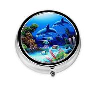 Magnifique pilulier portable avec imprimé dauphins du monde sous-marin, mini pilulier compact et pratique pour ranger et organiser les pilules