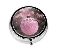 Magnifique pilulier rond imprimé boule de Noël avec 3 compartiments, mini pilulier portable pour médicaments, vitamines, huile de poisson, compléments