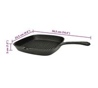 Magnifique Poêle grille en fonte 24x23 cm - design polyvalent - pour maison - Noir 2.8 kg 2026_563220