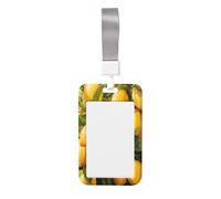 Magnifique porte-badge coulissant en plastique rigide avec motif citrons abondants
