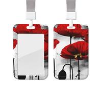 Magnifique porte-badge en forme de fleur de coquelicot avec lanière en plastique pour carte d'identité, porte-badge avec fenêtre transparente pour infirmière, médecin, fournitures de bureau