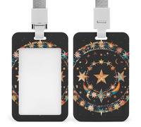 Magnifique porte-badge en forme d'étoiles et de lune, avec cordon amovible, étanche pour bureau, lieu de travail