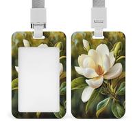 Magnifique porte-badge Evergreen Magnolia rétractable à clip pour carte de protection, badge nominatif, étiquette de nom pour travail, bureau, médecin, infirmière