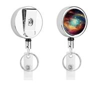 Magnifique porte-badge Galaxy avec enrouleur rétractable, clip en acier inoxydable, très résistant, pour le travail, les infirmières, les enseignants et la sécurité