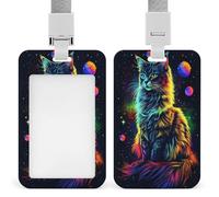 Magnifique porte-badge rétractable à poils longs en forme de chat pour le travail, le bureau, les médecins, les infirmières