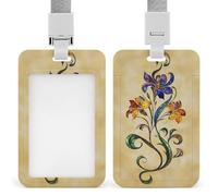 Magnifique porte-badge vintage avec clip rétractable - Motif fleurs fantaisie - Pour le travail, le bureau, les médecins, les infirmières