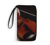 Magnifique portefeuille en cuir pour femme avec dragonne, organiseur de cartes, Partitions pour violon, 19.7x10.5cm