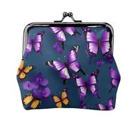 Magnifique portefeuille en cuir PU avec imprimé papillon violet pour ranger le rouge à lèvres et les clés