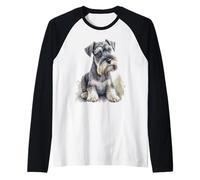 Magnifique Portrait de Schnauzers Miniatures à l'aquarelle Manche Raglan