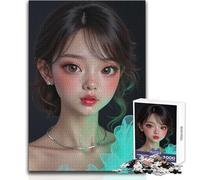 Magnifique Portrait numérique d'une beauté éthérée aux Grands Yeux expressifs et au Regard Doux Puzzle de 1000 pièces Jeu ludique et éducatif Cadeau Unique pour Les fêtes joyeuses Dimensions 50x75 cm