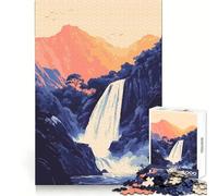 Magnifique Puzzle d'art Minimaliste représentant Une Cascade hawaïenne,inspiré par Le Zen et la Nature,1000 pièces,idéal pour Les Adolescents pour stimuler la mémoire,se détendre et s'amuser Bords