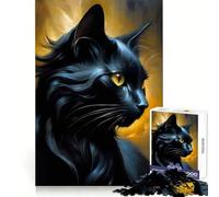 Magnifique Puzzle de 1000 pièces représentant Un Chat Noir, idéal pour Les Adultes Exercice de réflexion, apaisement de l'esprit et Divertissement Découpe Uniforme Cadeau de Noël (50x75cm)