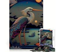 Magnifique Puzzle de 1000 pièces représentant Un héron, idéal pour Adultes Stimule l'esprit et Offre Une expérience relaxante Solide et élégant Cadeau de Noël Chic (50x75cm)