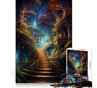 Magnifique puzzle de 1000 pièces représentant une bibliothèque, idéal pour les adultes, stimulant l'agilité cérébrale, pour des moments de détente agréables et sécurisés Cadeau de Noël idéal (38x52cm)