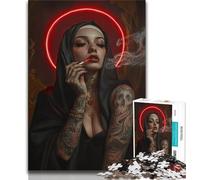 Magnifique Puzzle de Nonne tatouée de 1 000 pièces pour Adultes, Jeu Stimulant et Jeu Familial idéal comme Cadeau pour Toute la Famille (38x26cm)