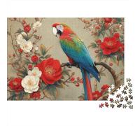 Magnifique Puzzle Perroquet au Design Unique et Luxueux, idéal comme Cadeau, Jeu Familial ou décoration d'intérieur, 1 000 pièces (75 x 50 cm)