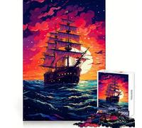 Magnifique Puzzle Pixel Art de Bateau de 1000 pièces pour Adolescents Sharp Recall Serene Escape Uniform Cut Perfect Xmas (38x26cm)