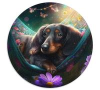 Magnifique Puzzle Teckel 1000 pièces, Puzzle Rond, idéal pour Les Anniversaires, Halloween, Thanksgiving et Pâques (1000 pièces, 67,5x67,5cm)