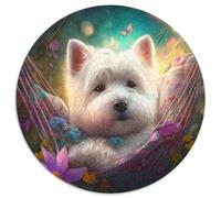 Magnifique Puzzle West Highland Terrier 1000 pièces pour Adultes Puzzles Ronds 1000 pièces pour Adultes Cadeau de défi cérébral, activité éducative pour Adolescents 67,5 x 67,5 cm