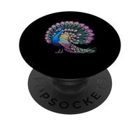Magnifique queue de paon avec plumes de paon vibrantes PopSockets PopGrip Adhésif
