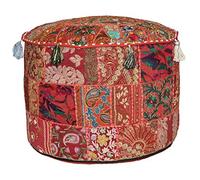 Magnifique repose-pieds indien traditionnel ottoman décoratif fait à la main et patchwork 58 x 33 cm