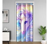 Magnifique rideau de porte violet licorne avec paillettes jaunes et étoiles jaunes pour enfants, filles, adolescentes, femmes, rideau de porte coloré pour chambre à coucher, porte de placard, 106,7 x