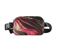 Magnifique sac banane à texture marbrée en couleur pêche doré pour homme et femme, sac de poitrine imperméable avec sangle réglable pour le cyclisme, la randonnée, la gym, Superbe texture marbre de