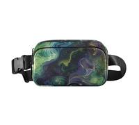 Magnifique sac banane avec texture marbrée en violet verdâtre pour homme et femme, petit sac de poitrine à bandoulière avec sangle réglable pour le shopping, le sport, le travail, Superbe texture