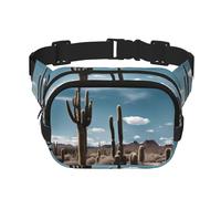 Magnifique sac banane carré double couche motif cactus - Sac banane unisexe partout pour la course, les voyages, la randonnée, le fitness, noir, taille unique, Noir/blanc, One Size