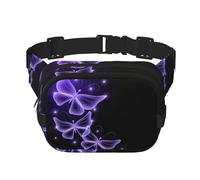 Magnifique sac banane élégant et pratique avec imprimé papillon violet, réglable, parfait pour les voyages et les activités de plein air, Noir , Taille unique