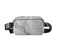 Magnifique sac banane gris et blanc avec texture marbrée pour homme et femme, sac banane imperméable essentiel de voyage avec sangle réglable pour le shopping, le sport, le travail, Superbe texture