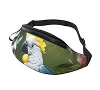 Magnifique sac banane léger pour homme et femme avec imprimé cacatoès et fleur pour randonnée, cyclisme, course à pied