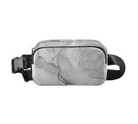 Magnifique sac banane tendance à texture marbre gris et blanc pour homme et femme avec sangle réglable pour cyclisme, randonnée, gym, Superbe texture marbre gris et blanc, 1 size