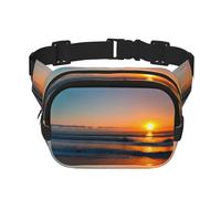 Magnifique sac banane tendance avec sangle réglable Motif lever de soleil et océan Noir, noir, One Size