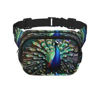 Magnifique sac banane tendance imprimé paon avec sangle réglable Noir, noir, One Size